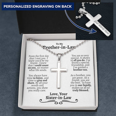 Brother In Law Ball Chain Cross Necklace - Love You This Much